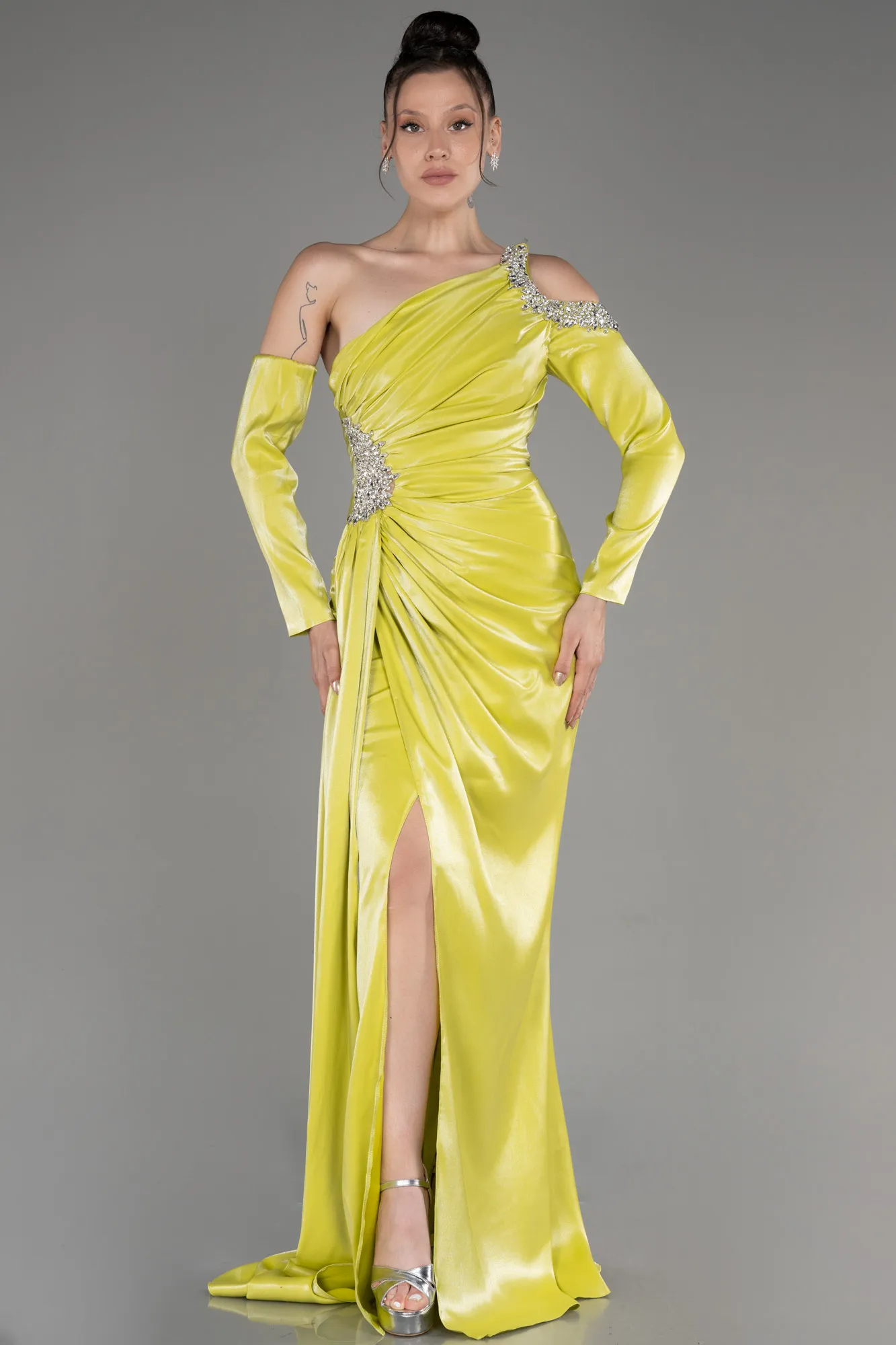 Robe de Soirée Longue Bleu Saxe ABU3976