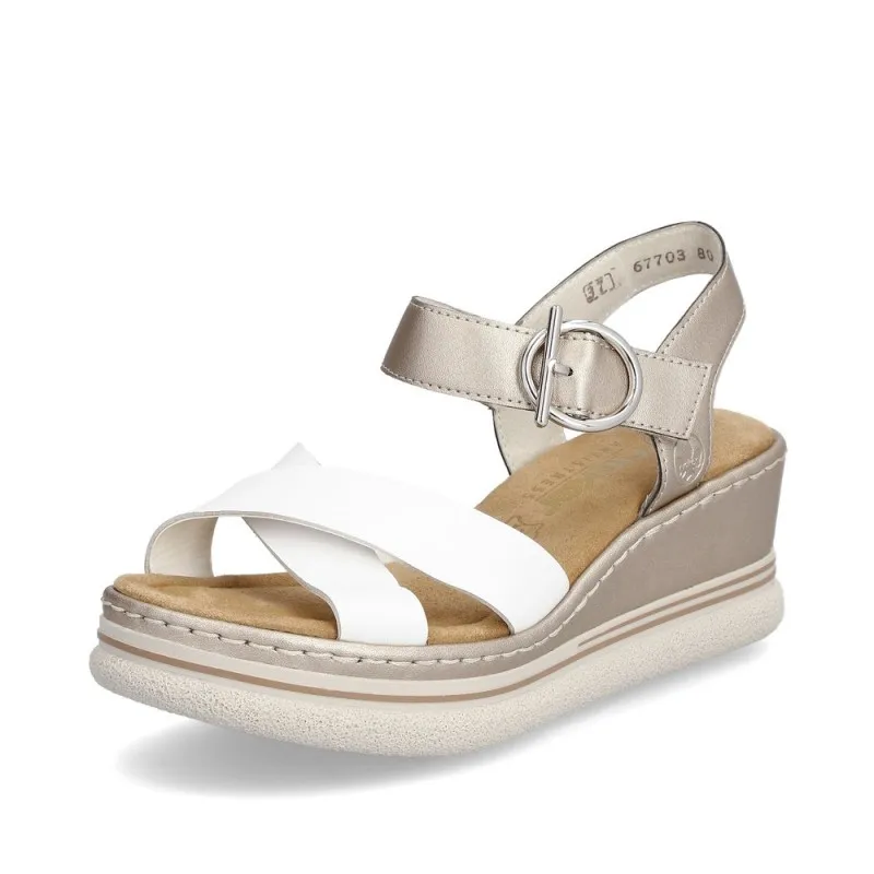 Sandale 67703-80 Rieker blanc et argent