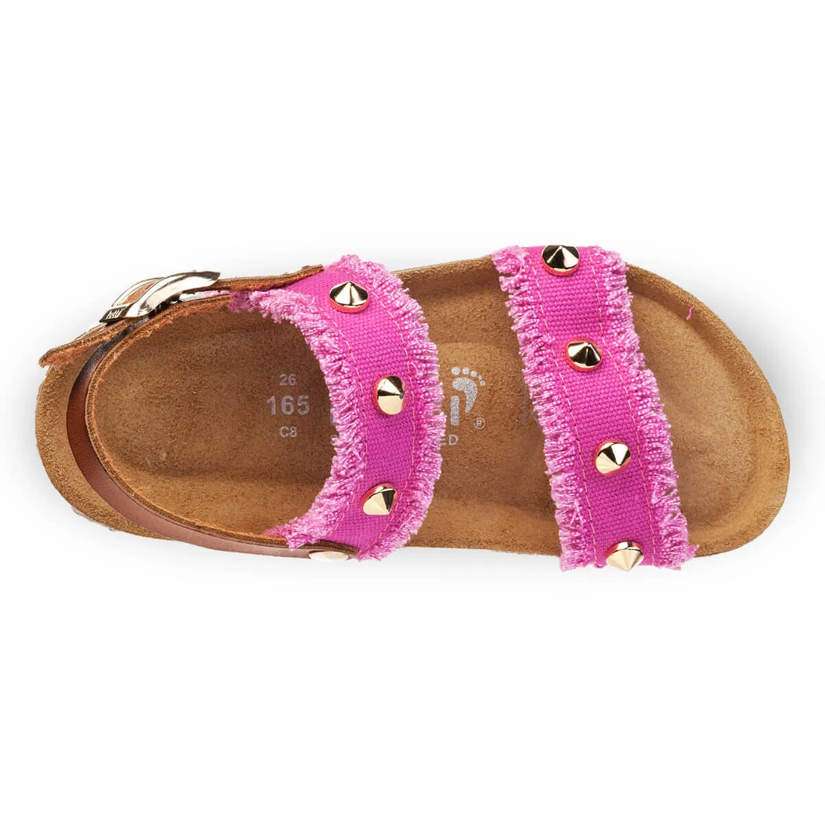 Sandales confortables fille en tissu à rivets - Rose