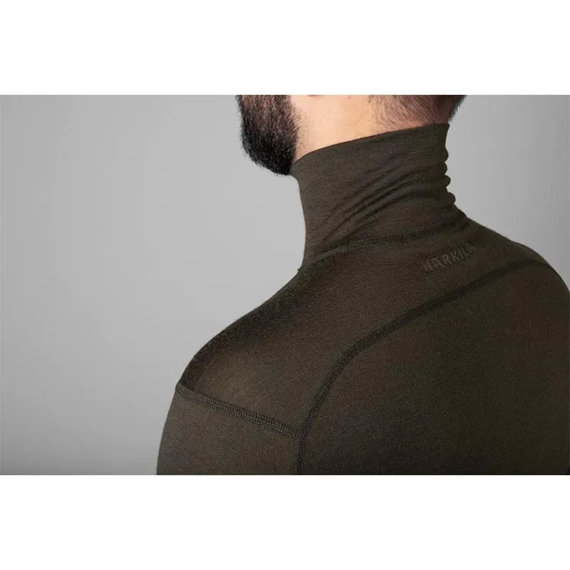 SOUS VÊTEMENT HOMME HARKILA BASE ALL SEASON HALF ZIP T-SHIRT COL ROULÉ - MARRON