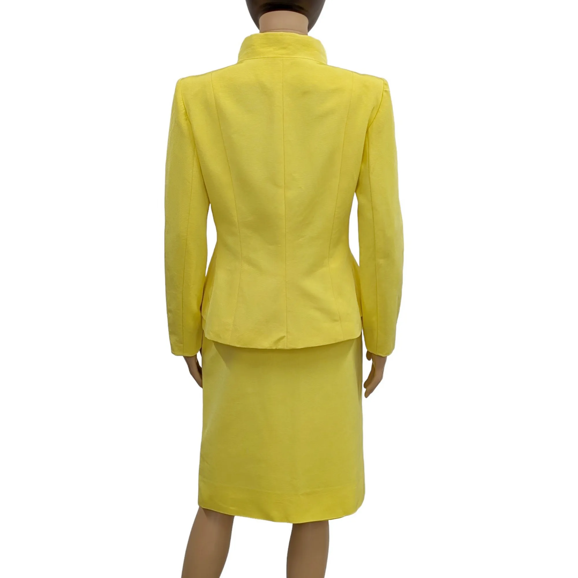 Tailleur Nina Ricci T 44 Ensemble jupe & veste en ottoman jaune lumineux Vintage 80/90's