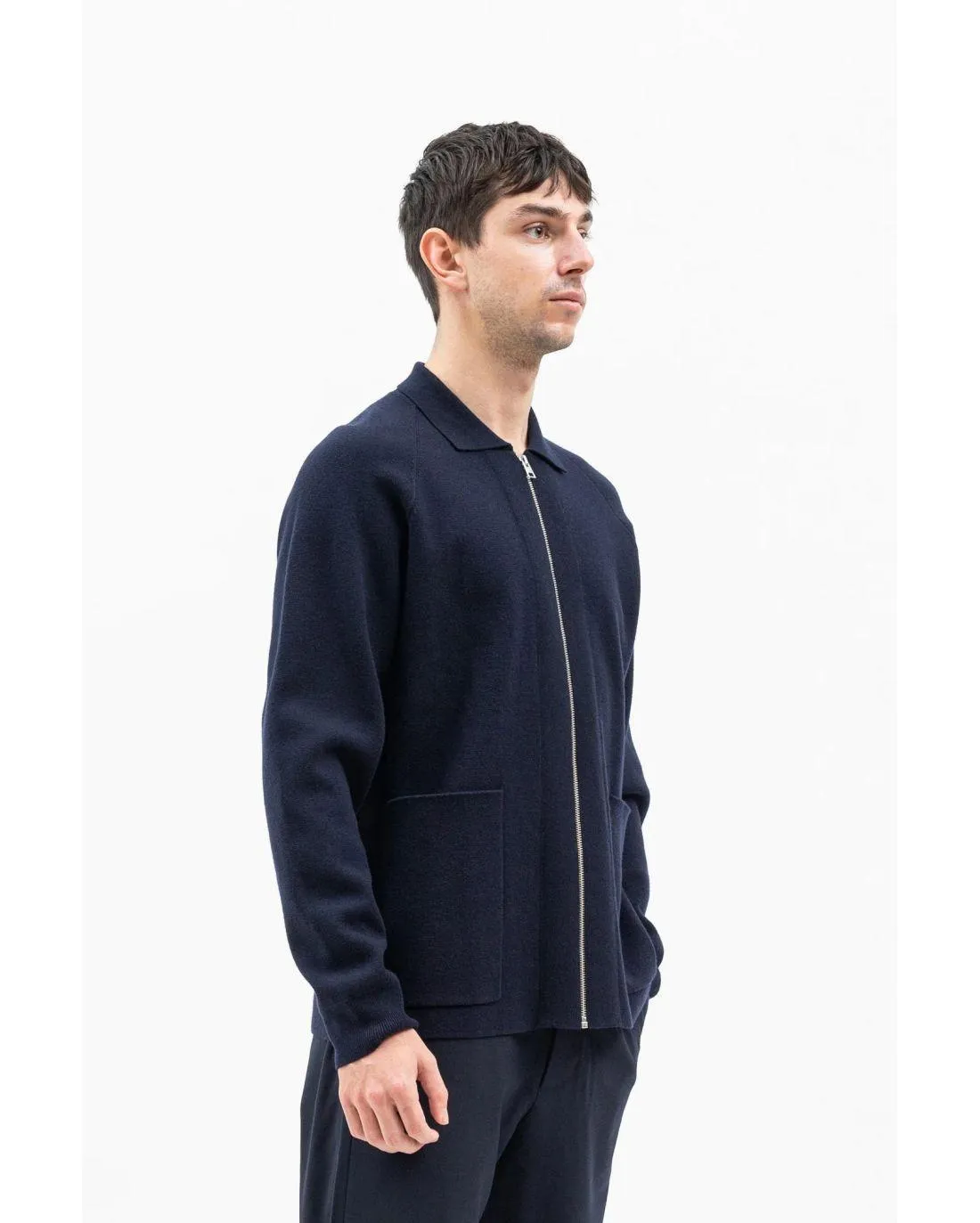 VESTE BJARNE MERINO ZIP DARK NAVY - Norse Projects | Chez Maman Rouen